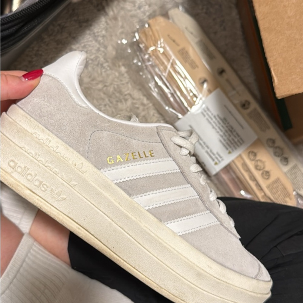 Adidas Gazelle Women's Light Gray and White Sneakers